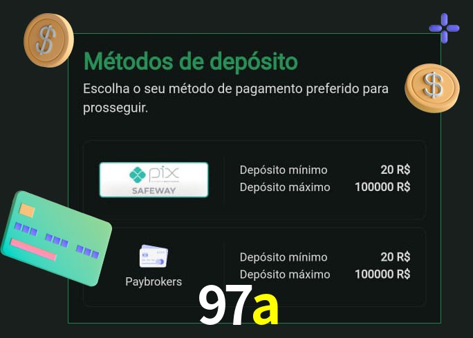 O cassino 97a oferece uma grande variedade de métodos de pagamento